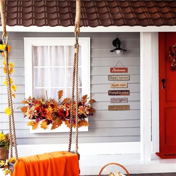 Hotop Fall Decorations for Home Thanksgiving Hanging Signs Wooden Wall Plaque - Picture 2 of 7